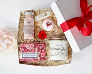 Valentine's Gift Set with Candle and Spa Items - Little Flower Soap Co