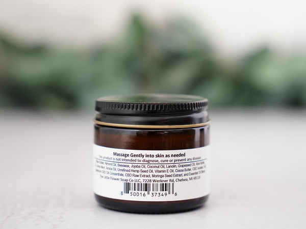 2 oz Jar CBD Pain Relief Salve - CBD Balm with THC by The Little Flower Soap Co - Little Flower Soap Co