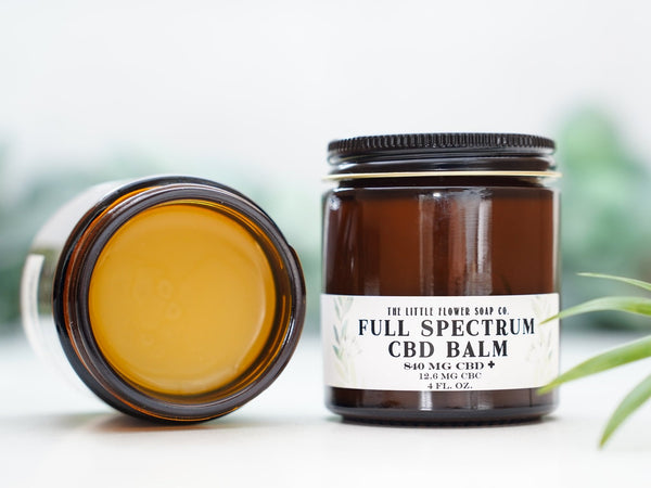 4 oz Jar Full Spectrum CBD Balm - CBD Cream with THC Handmade - Little Flower Soap Co