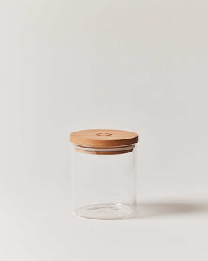 Airtight Glass Storage Canister with Beechwood Lid for Kitchen or Bathroom - Little Flower Soap Co