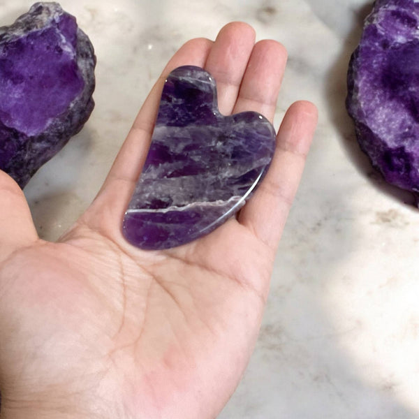 Amethyst Gua Sha Facial Massage Stone - Little Flower Soap Co