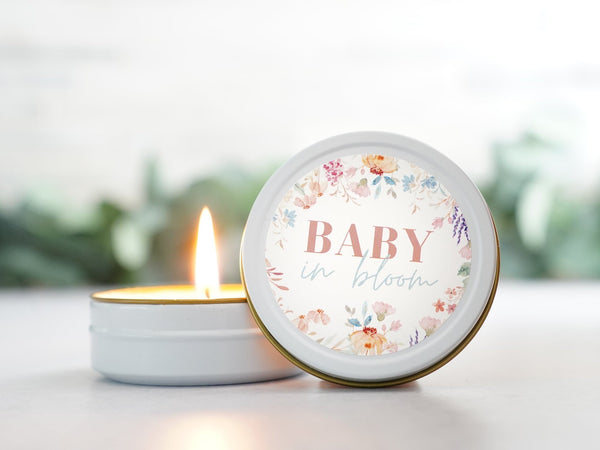 Baby in Bloom - Wildflower Candle Tin Favor - Little Flower Soap Co