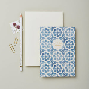 Birthday Wishes - Blue Tile Card - Little Flower Soap Co