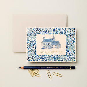 Blue Flora 'Home Sweet Home' Card - Little Flower Soap Cofloralfloral cardfloral printGreeting Card