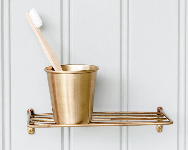 Brass Bathroom Cup – Handmade Vintage - Inspired Tumbler - Little Flower Soap Co