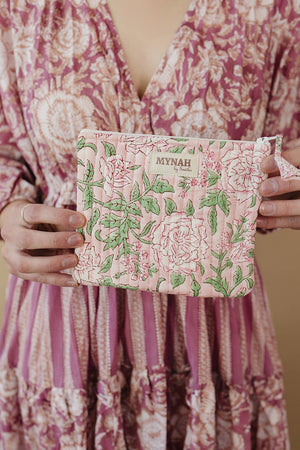 Bunny Rose Quilted Coin Pouch | Mini Wallet | Purse Organizer - Little Flower Soap Cocosmetic bagcosmetic casecosmetic pouchbag