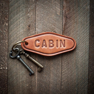 Cabin Leather Keychain - Stocking stuffers - Little Flower Soap Co