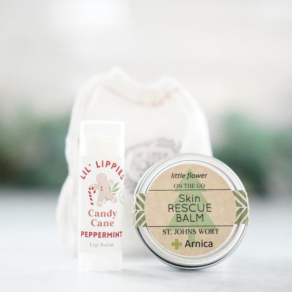 Christmas Stocking Stuffer – Candy Cane Lip Balm & Skin Rescue Balm Gift Set - Little Flower Soap CoReachdesk