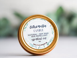 Citronella Travel Candle - Gift for hiker/camper - Little Flower Soap Co