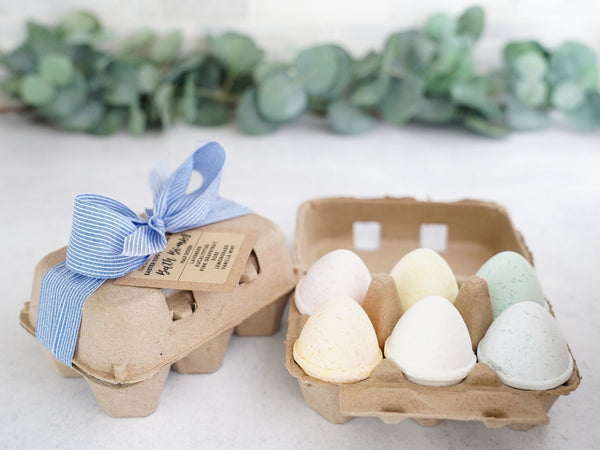 Easter Egg Essential Oil Bath Bombs - Gift Box of 6 - Little Flower Soap Cobath and beautyBath and Showerbath bombbath bombs