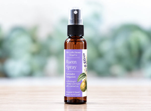 Essential Oil Room Spray Sampler | Four 2 oz Scents - Little Flower Soap Coessential oil room spraylavender room spraylemon rosewood room sprayRoom Spray