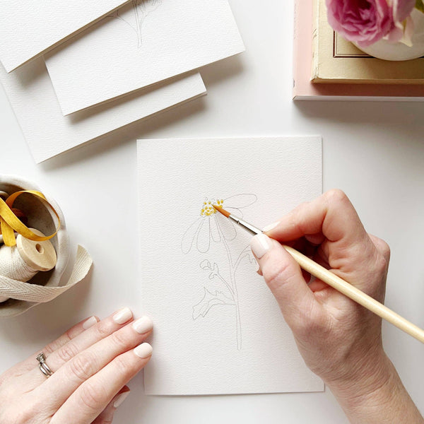 Garden Flowers Paintable Watercolor Note Card Set - Little Flower Soap Co