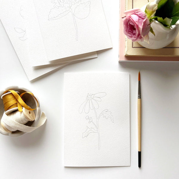 Garden Flowers Paintable Watercolor Note Card Set - Little Flower Soap Co