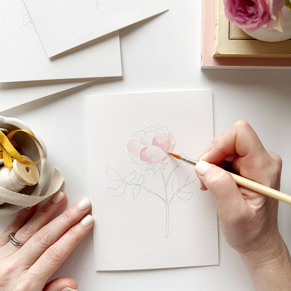 Garden Flowers Paintable Watercolor Note Card Set - Little Flower Soap Co