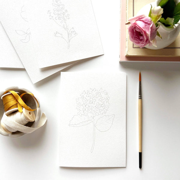 Garden Flowers Paintable Watercolor Note Card Set - Little Flower Soap Co