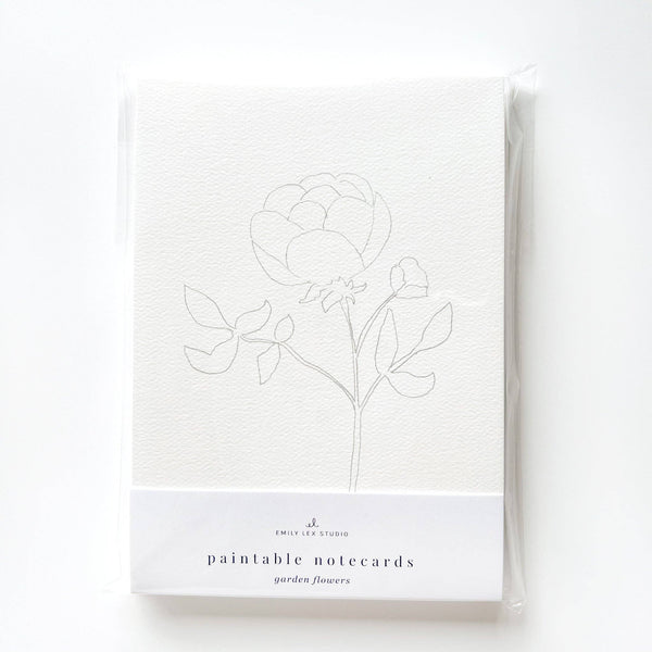 Garden Flowers Paintable Watercolor Note Card Set - Little Flower Soap Co