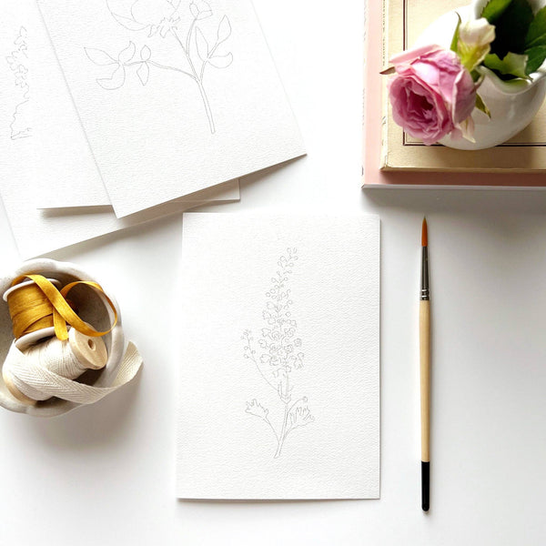 Garden Flowers Paintable Watercolor Note Card Set - Little Flower Soap Co