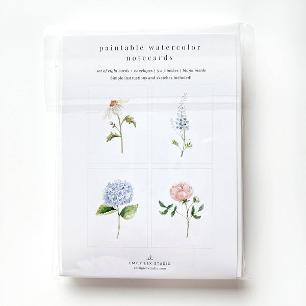 Garden Flowers Paintable Watercolor Note Card Set - Little Flower Soap Co