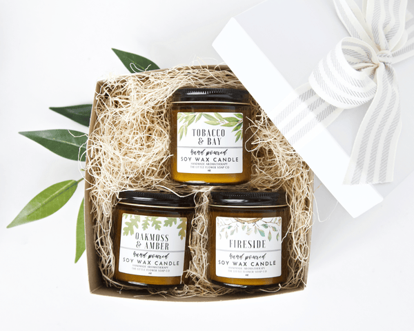 Gift Box of 3 Simple and Natural Scented Candles - Little Flower Soap Co