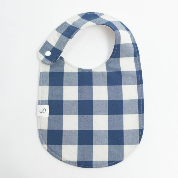 Gingham Check Bib - Dark Blue - Little Flower Soap Co