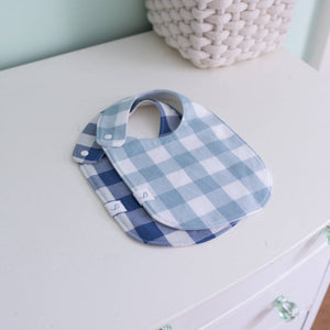 Gingham Check Bib - Light Blue - Little Flower Soap Co