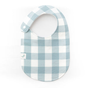 Gingham Check Bib - Light Blue - Little Flower Soap Co
