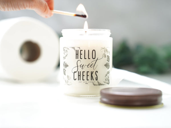 Hello Sweet Cheeks Funny Bathroom Candle - Little Flower Soap Co