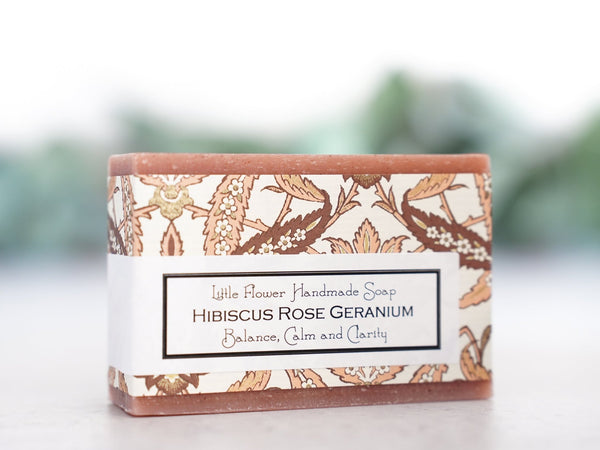 Hibiscus Rose Geranium - Large Bar Soap 6oz - Little Flower Soap Co