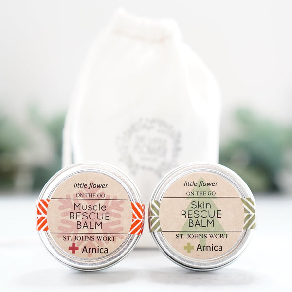 Holiday Wellness Gift Set – Muscle Rescue and Skin Rescue Balms - Little Flower Soap CoChristmasGift for mengifts for herStocking Stuffer