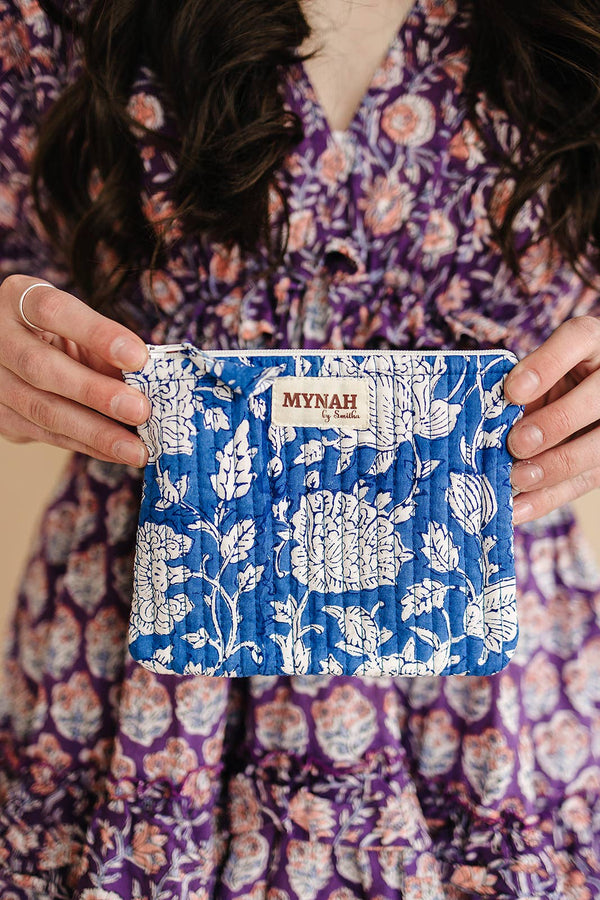 Indigo Blue Quilted Coin Pouch | Mini Wallet | Purse Organizer - Little Flower Soap Cocosmetic bagcosmetic casecosmetic pouchbag