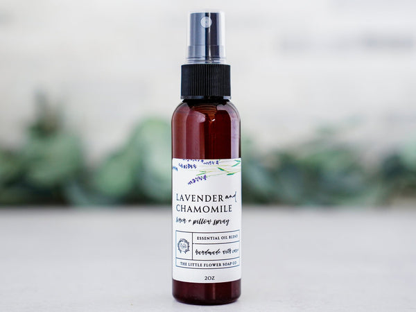 Lavender Chamomile Pillow Mist - Essential Oil Linen Spray - Little Flower Soap Co