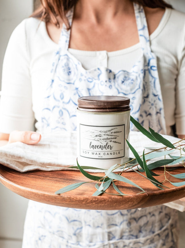 Lavender Essential Oil - 8oz Soy Wax Candle - Little Flower Soap Co