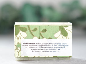 Lemon Sage Apricot Scrub - Handmade Bar Soap - Little Flower Soap Co