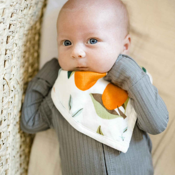 Little Cutie Muslin Bib Set of 2 - Orange Blossom Baby Shower - Little Flower Soap Co