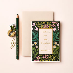 Meadow Border 'Happiest of Birthdays' Card - Little Flower Soap Cobirthday cardblank cardcardGreeting Card