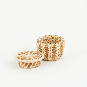 Miniature Pine Needle Basket with Lid - Little Flower Soap Co