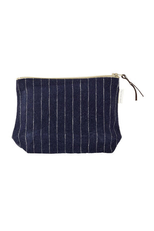 Navy Pinstripe Travel Pouch - Little Flower Soap Co