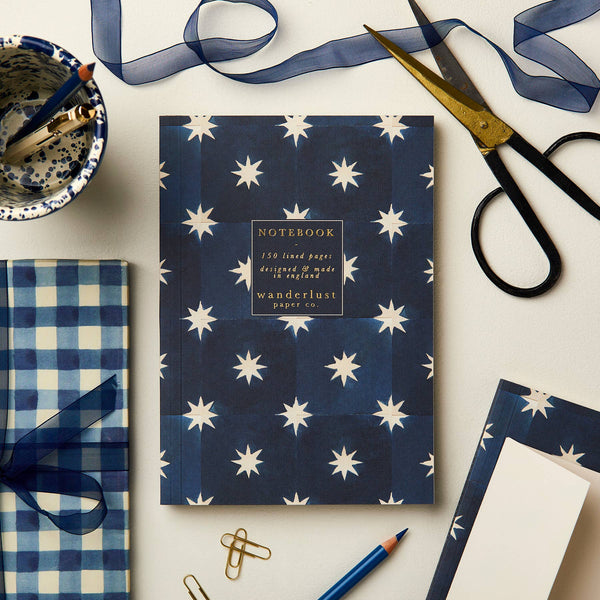 Navy Star Notebook - Little Flower Soap CocelestialjournalnotebookNotebook