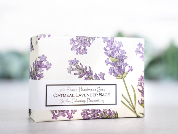 Oatmeal Lavender Sage - Large Bar Soap 6oz - Little Flower Soap Co