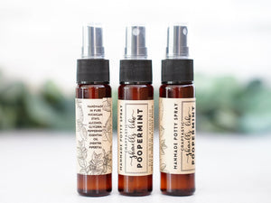 Poopermint Potty Spray - 1oz amber travel bottle - Little Flower Soap Co
