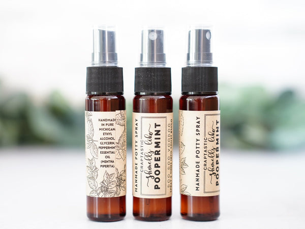 Poopermint Potty Spray - 1oz amber travel bottle - Little Flower Soap Co
