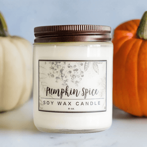 Pumpkin Spice Essential Oil - 8oz Soy Wax Candle - Little Flower Soap Co