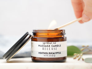Release Massage Oil Candle - Menthol Eucalyptus Cinnamon - Little Flower Soap Co