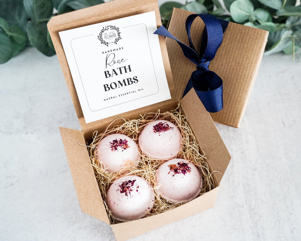 Rose Bath Bombs - Gift Set of 4 - Little Flower Soap Co