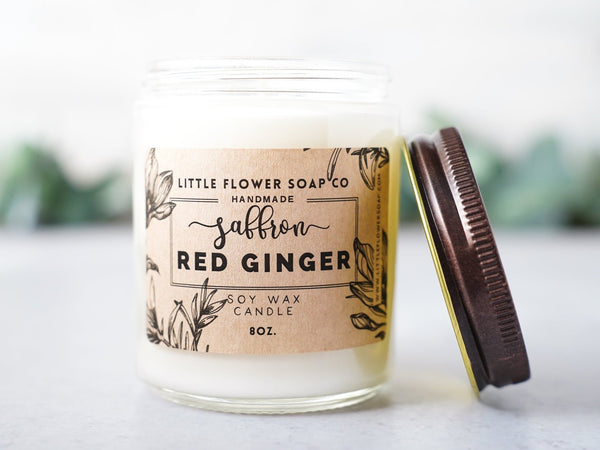 Saffron and Red Ginger - 8oz Soy Wax Candle - Little Flower Soap Co