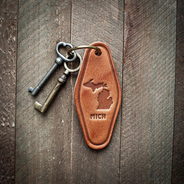 State of Michigan - Leather Keychain - Little Flower Soap Co
