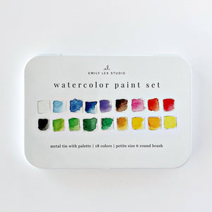 Watercolor Paint Set - 18 Colors with Brush - Little Flower Soap Coart suppliesemily lexEmily Lex Studioart supplies