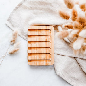 Waterfall Self - Draining Bamboo Soap Dish - Little Flower Soap Co