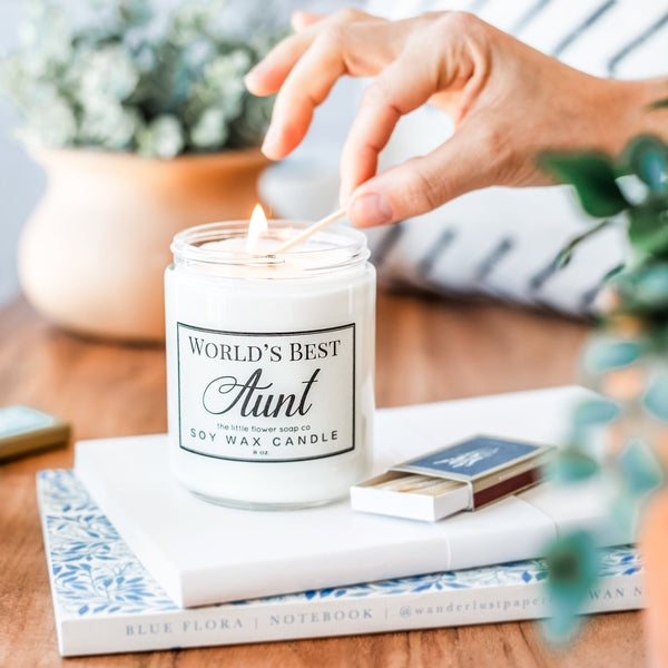 Worlds Best Aunt - Hand Poured Candle - Little Flower Soap Co