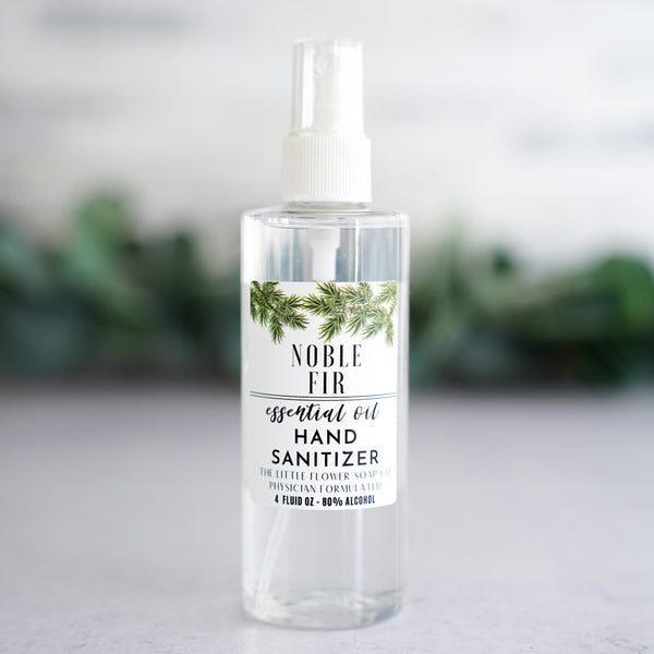 Noble Fir 4oz Travel-size lavender citrus hand sanitizer spray – non-toxic and fresh.